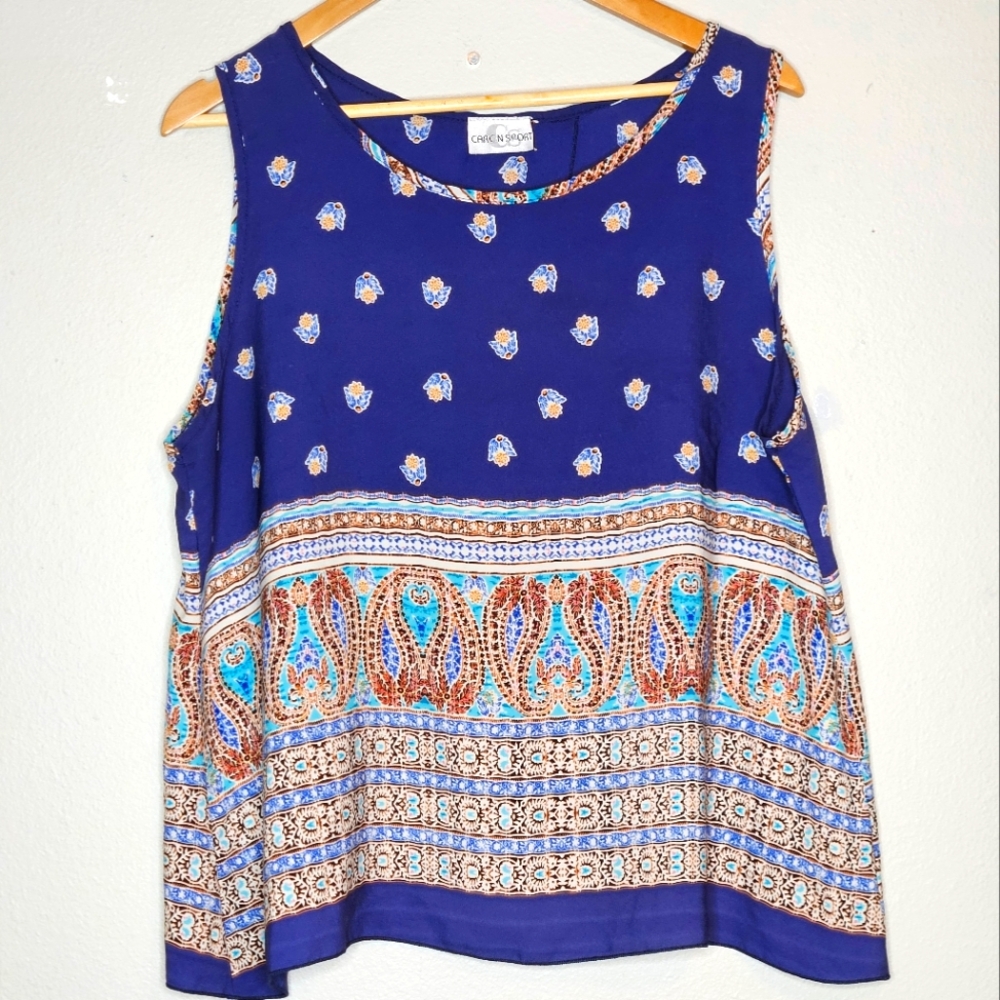 Caren Sport Split Back Tank Top Size 2X